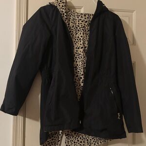 Valerie Stevens Women’s Black Jacket with Leopard Print Lining